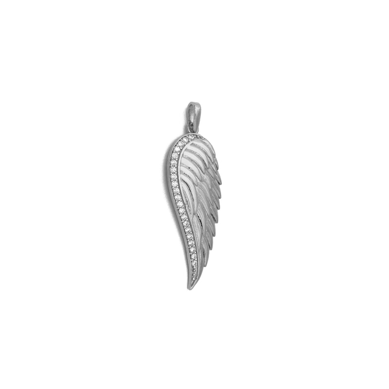 Angel Wing CZ White Gold Pendant (14K) left - Popular Jewelry - New York