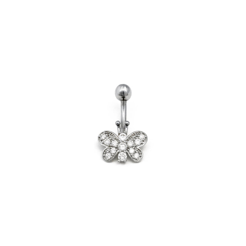 Butterfly CZ Piercing White Gold (14K) - front - Popular Jewelry - New York