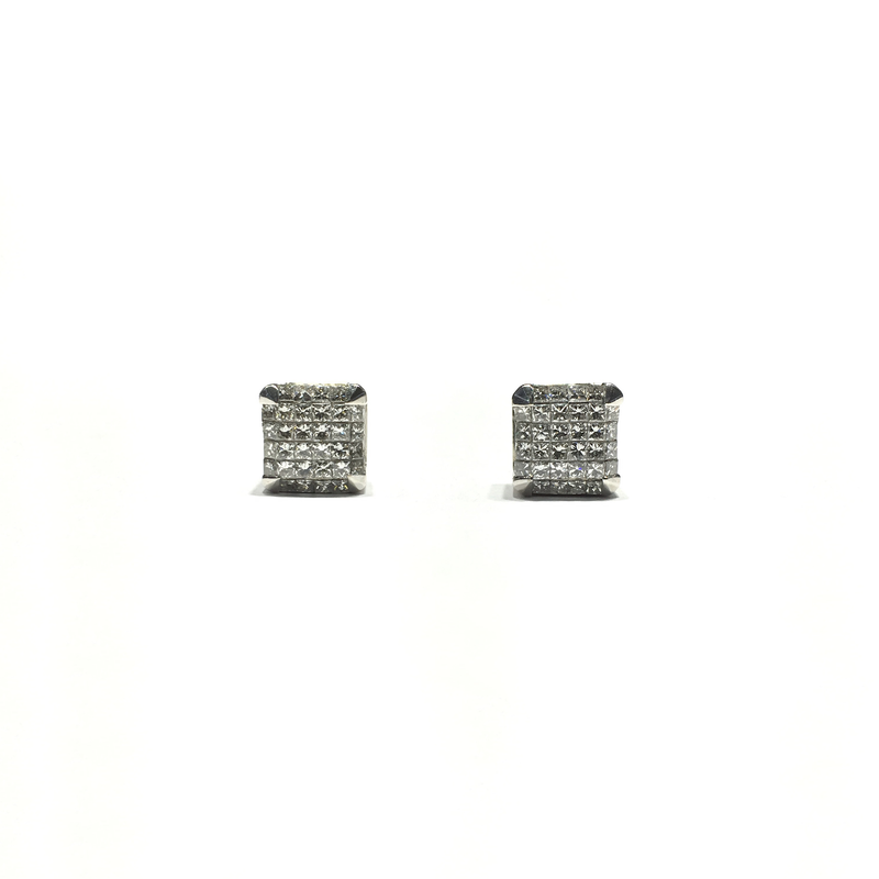 Diamond Cube Stud Earring (14K) front - Popular Jewelry - New York