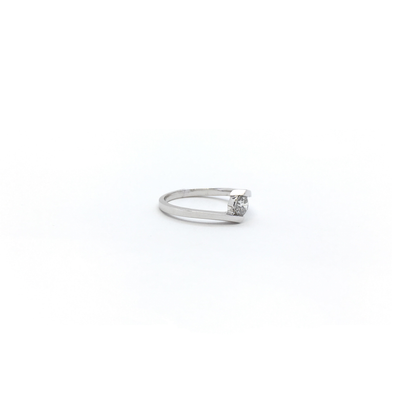 Diamond Tension Solitaire Ring (14K) side - Popular Jewelry - New York