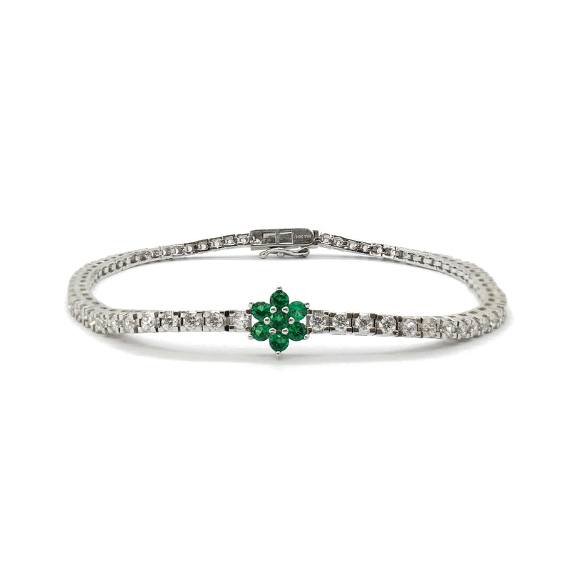 Green Bloom CZ Tennis Bracelet (14K) front - Popular Jewelry - New York