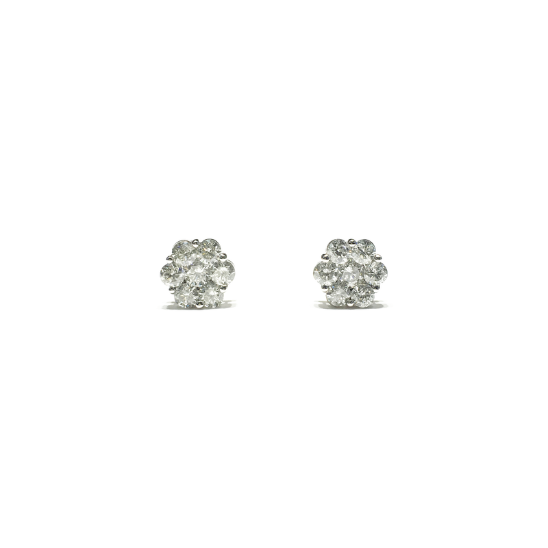 Honeycomb Cluster Diamond Stud Earring (14K) front - Popular Jewelry - New York
