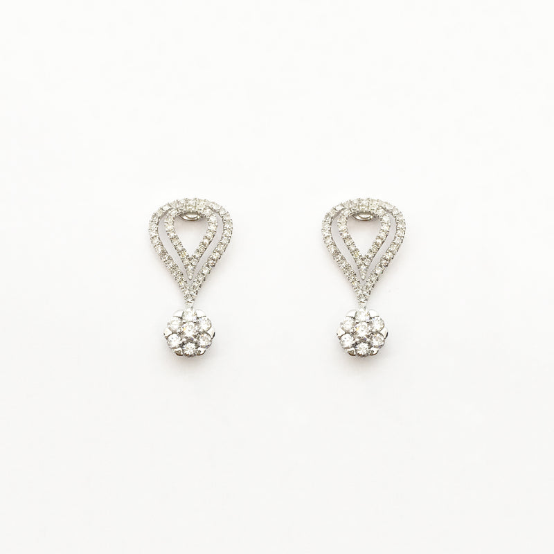 Inverted Teardrop Outline Dangling Earrings (14K) front - Popular Jewelry - New York