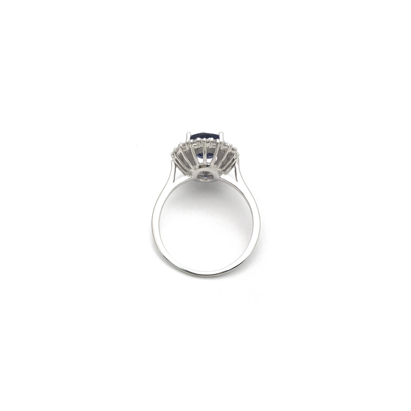 Oval Sapphire with Diamond Halo Ring (14K) setting - Popular Jewelry - New York