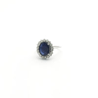 Brilyant Halo Üzük (14K) tərəfi olan Oval Safir - Popular Jewelry - Nyu-York