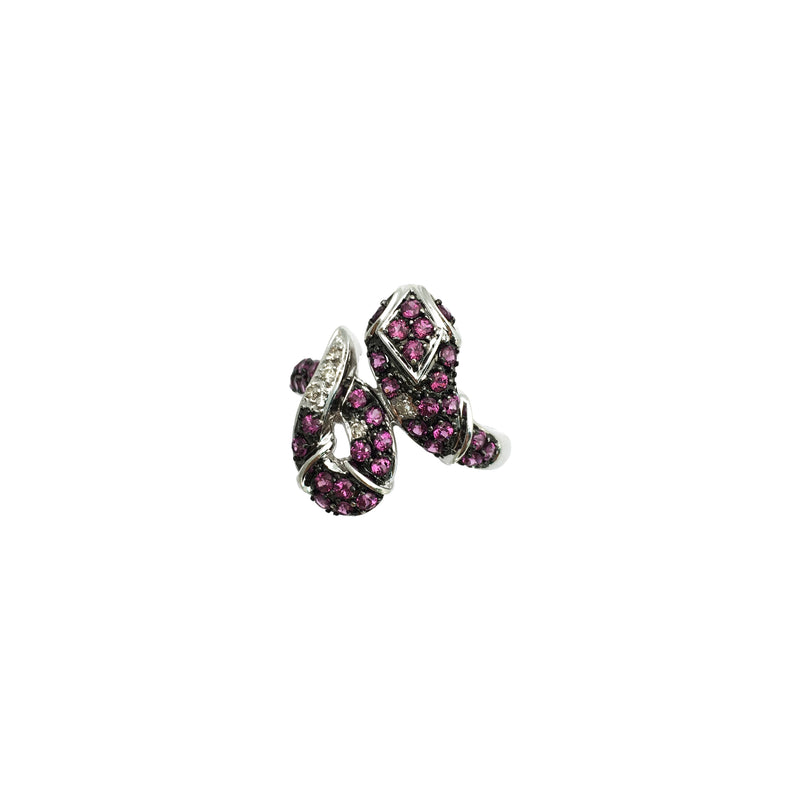 Pink Sapphire Cascabel Rattlesnake Ring (14K) upper - Popular Jewelry - New York
