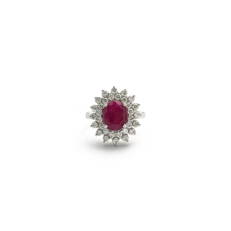 Ruby Diamond Sunburst Ring (14K) front - Popular Jewelry - New York