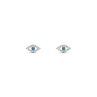 Turquoise Evil Eye CZ Stud Earrings putih (14K) depan - Popular Jewelry - New York