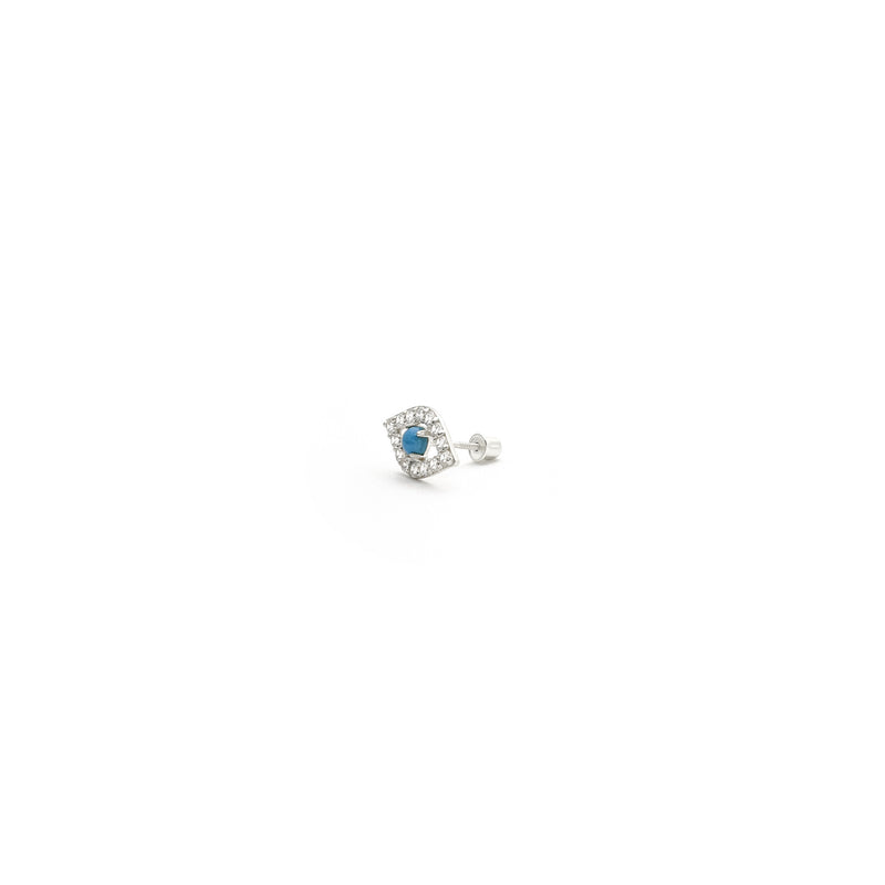 Turquoise Evil Eye CZ Stud Earrings white (14K) side - Popular Jewelry - New York