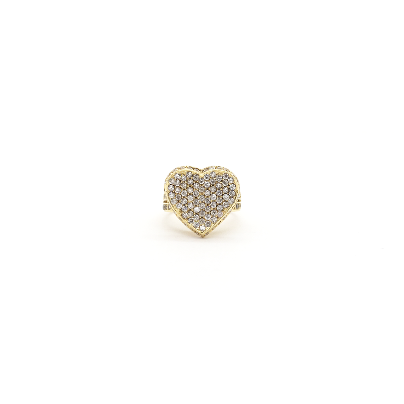 3D Hollow Heart CZ Ring (14K) front 1 - Popular Jewelry - New York