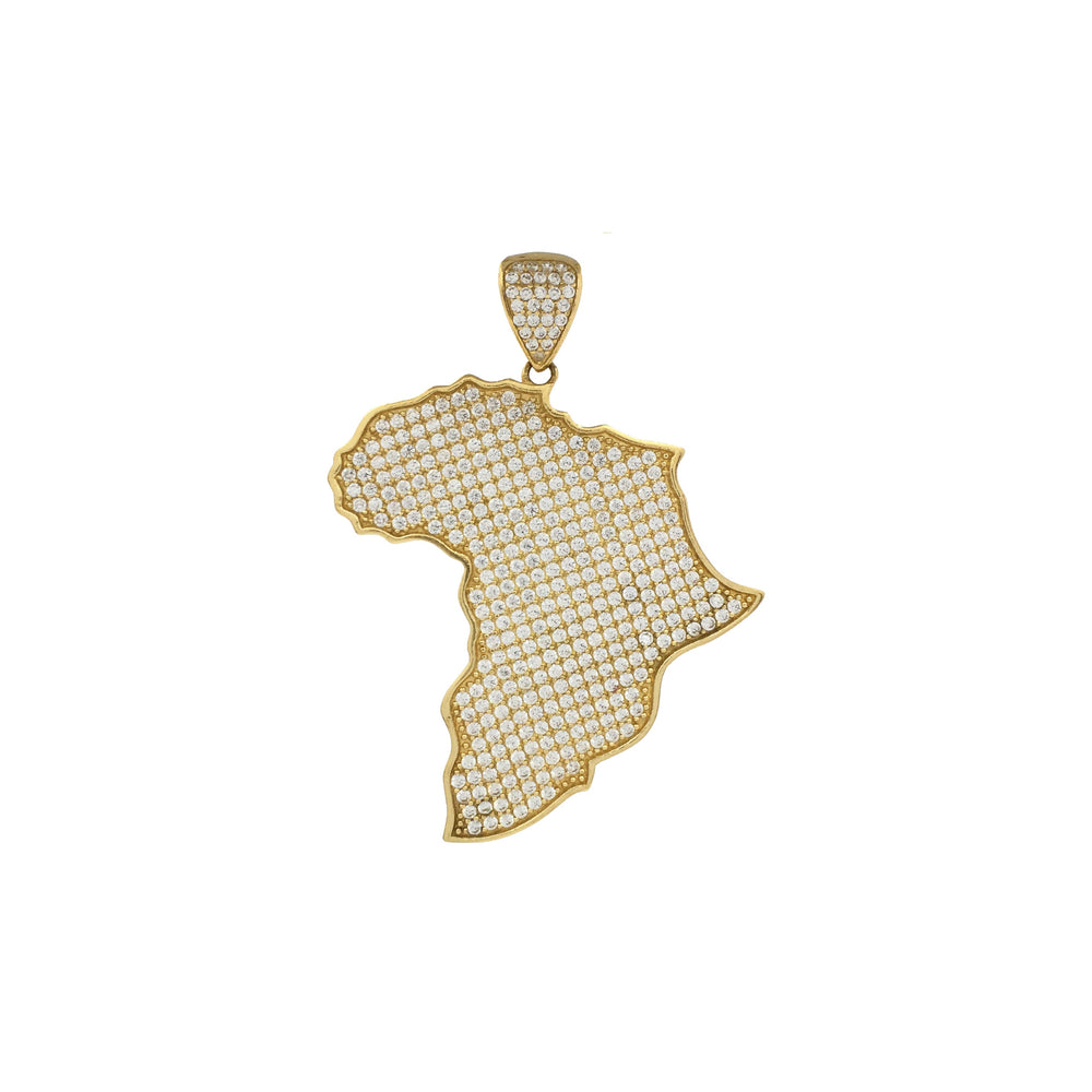 Africa Map CZ Iced-Out Pendant (14K) front - Popular Jewelry - New York