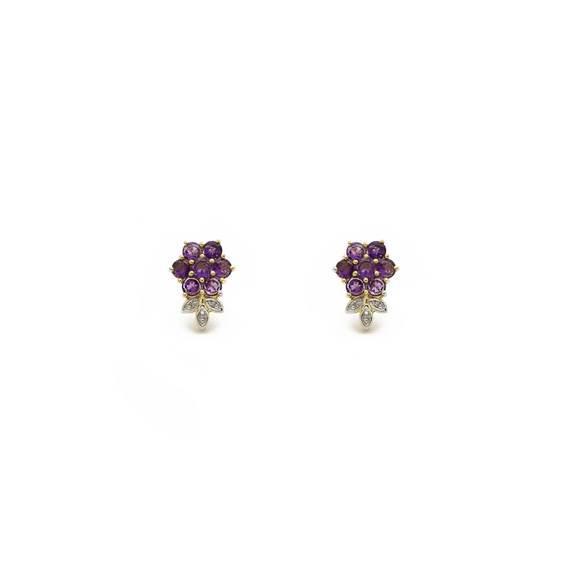 Amethyst Flower Stud Earrings (14K) front - Popular Jewelry - New York