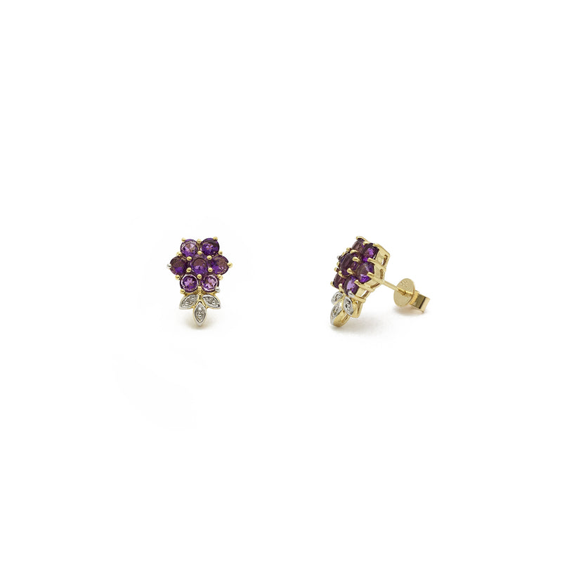 Amethyst Flower Stud Earrings (14K) main - Popular Jewelry - New York