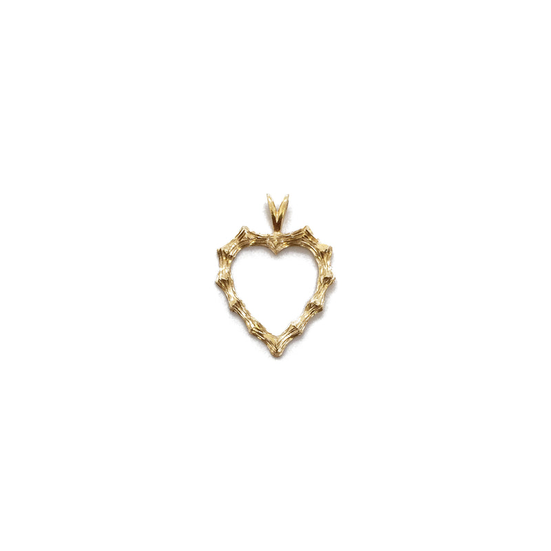 Bamboo Heart Outline Pendant (14K) front - Popular Jewelry - New York