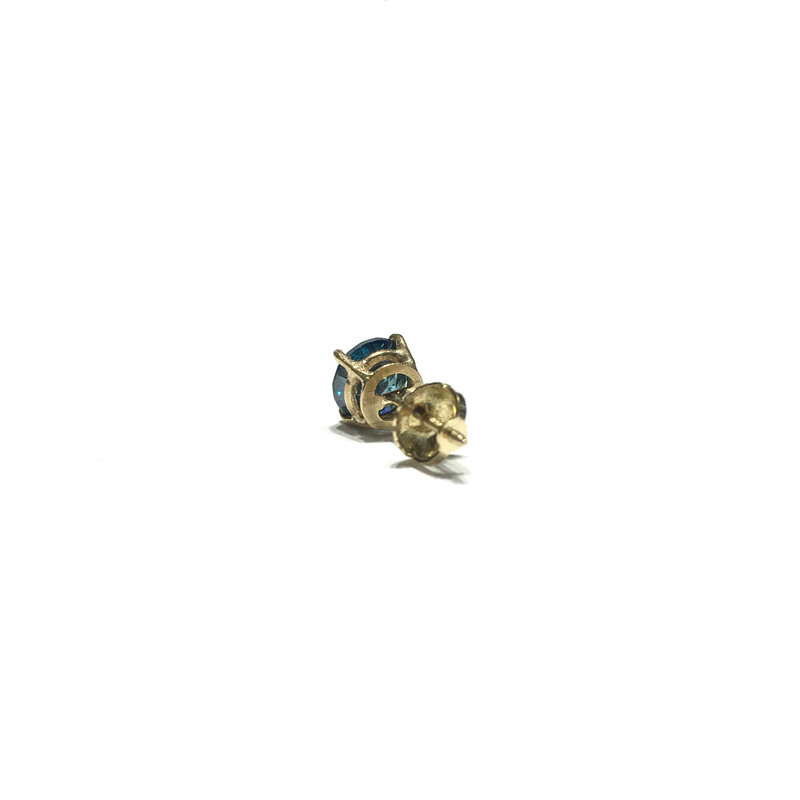 Blue Diamond Stud Earring (14K) back - Popular Jewelry - New York