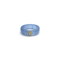 Blue Topaz Solitaire Blue Jade Ring (14K) framan - Popular Jewelry - Nýja Jórvík