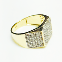 Iced Out Blunt Square CZ Ring 14K Yellow Gold