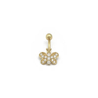 Butterfly CZ Navel Ring Yellow Gold (14K) - front - Popular Jewelry - New York