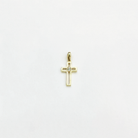 CZ Cross Outline Pendant (14K) - Popular Jewelry New York