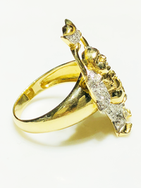 Iced-Out Diamond „Buddha of Wealth“ hringur (14K) - Popular Jewelry