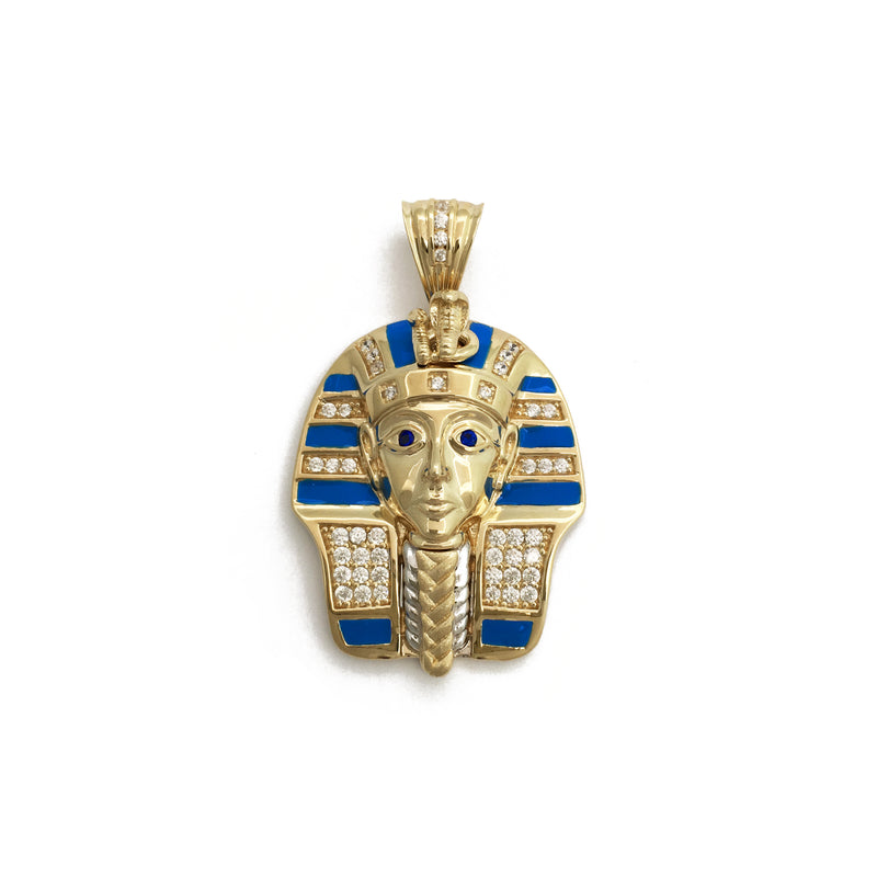 Colorful Icy Pharaoh King Tut Pendant (14K) front - Popular Jewelry - New York