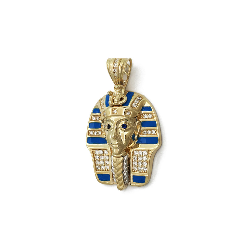 Colorful Icy Pharaoh King Tut Pendant (14K) side - Popular Jewelry - New York