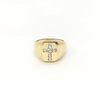 Cross CZ Signet Ring (14K) front - Popular Jewelry - New York