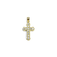 Cross of Lazarus CZ Milgrain Pendant (14K) front - Popular Jewelry - New York