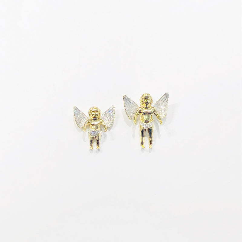 Diamond Baby Angel Pendant (14K) front - Popular Jewelry - New York