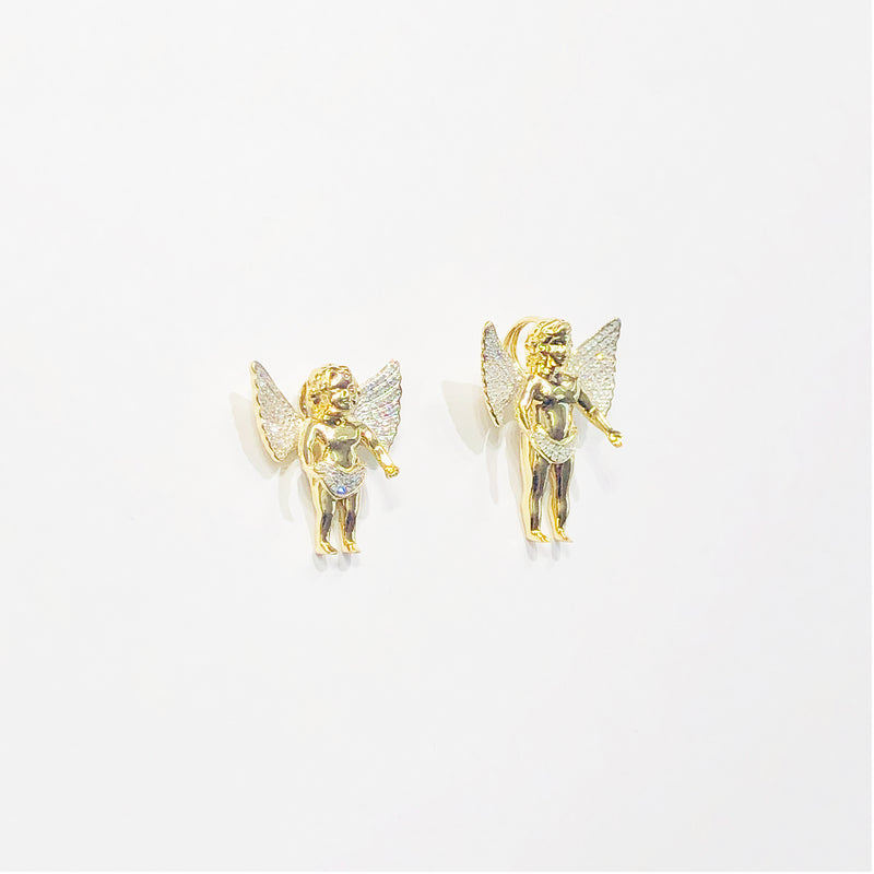 Diamond Baby Angel Pendant (14K) side - Popular Jewelry - New York