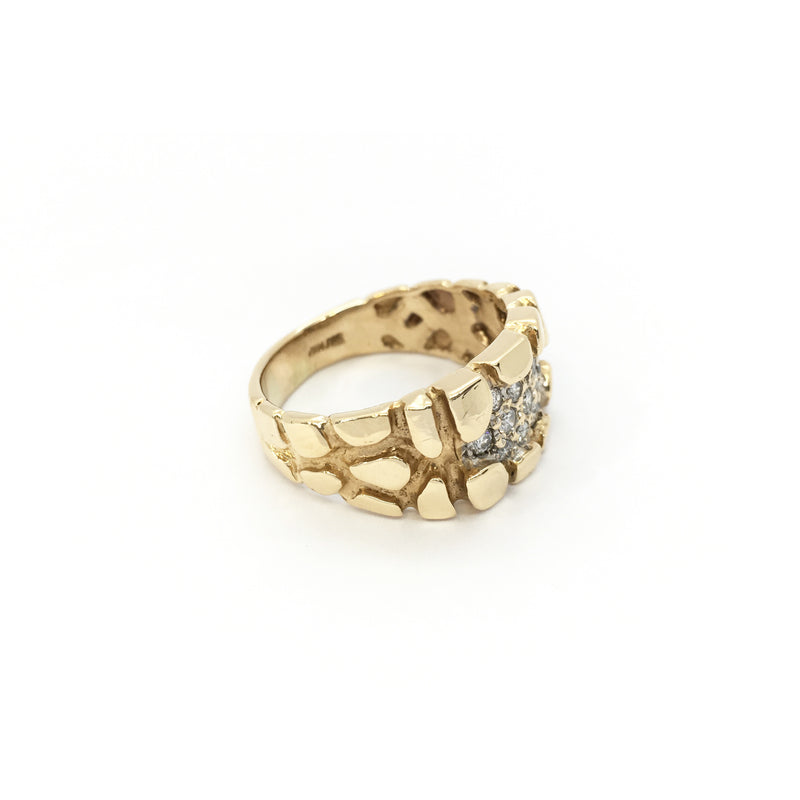Diamond Cluster Nugget Ring (14K) side - Popular Jewelry - New York