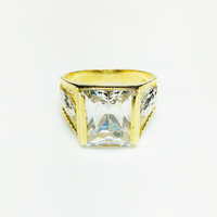 Diamond Cut Guadalupe Princess Cut CZ Ring 14K Yellow Gold