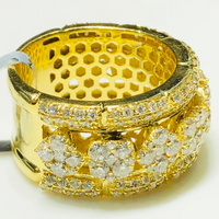 Diamond Patterned Ring 14K Yellow Gold