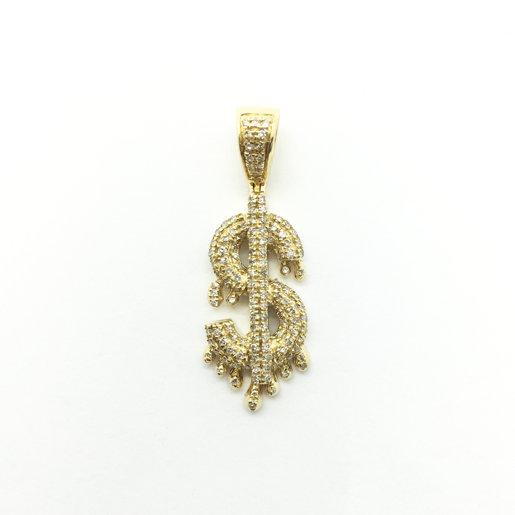 Dripping Dollar Sign Diamond Pendant (14K) – Popular J