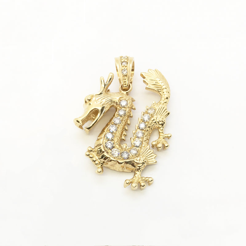 Eastern Dragon Diamond Pendant (14K) front - Popular Jewelry - New York