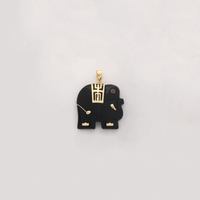 Prívesok elephant black onyx (14K) - Popular Jewelry New York