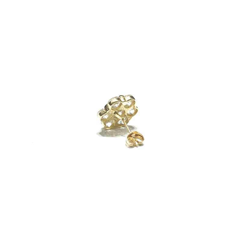 Flat Honeycomb Cluster Diamond Stud Earring (14K) back - Popular Jewelry - New York