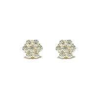 Flat Honeycomb Cluster Diamond Stud Earring (14K) front - Popular Jewelry - New York