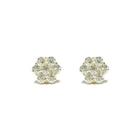 Düz Honeycomb Cluster Diamond Stud Sırğa (14K) ön - Popular Jewelry - Nyu-York