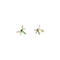 Dragonfly CZ Stud Earrings (14K) green - Popular Jewelry - New York