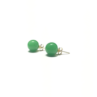 Green Jade Ball Stud Earrings (14K) angle 1 Popular Jewelry - New york