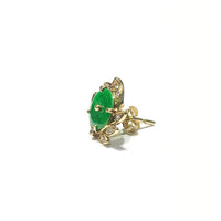 Green Jade Lotus Flower Stud Earrings (14K)
