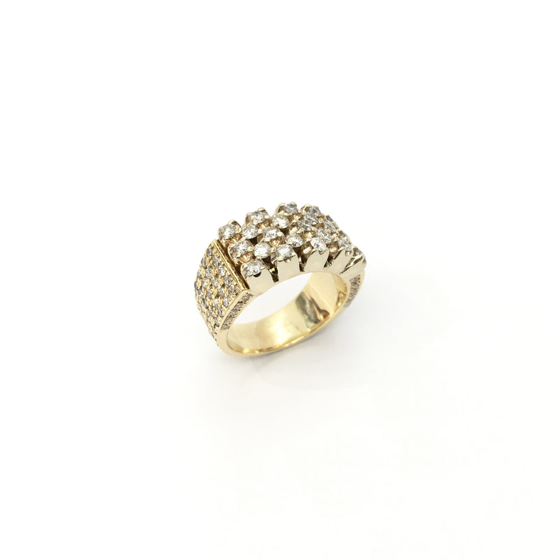 Horizontal Diamond Cluster Ring (14K) front 1 - Popular Jewelry - New York