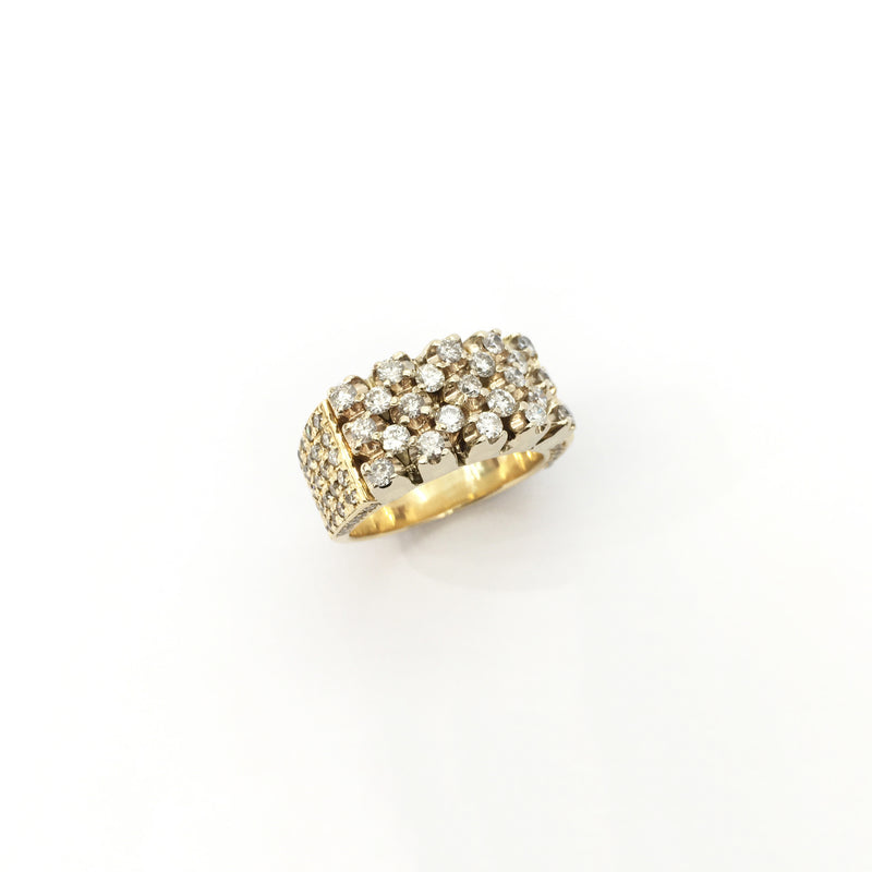 Horizontal Diamond Cluster Ring (14K) front 2 - Popular Jewelry - New York