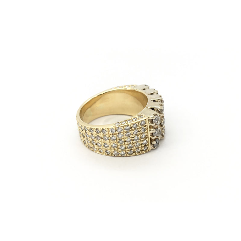 Horizontal Diamond Cluster Ring (14K) side - Popular Jewelry - New York