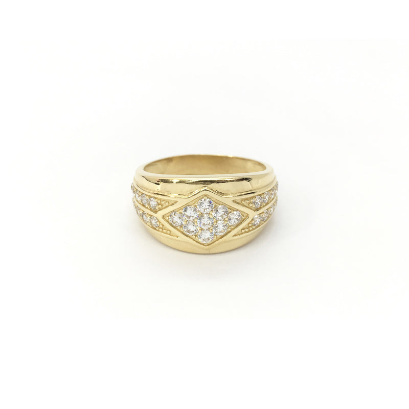 Horizontal Rhombus CZ Ring (14K) front - Popular Jewelry - New York