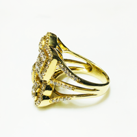 Iced-Out Hearts and Squares Diamond Ring 14K Yellow Gold
