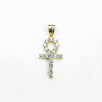 Iced Out Ankh CZ Pendant (14K) front - Popular Jewelry - New York