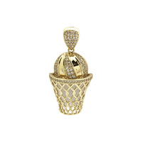 Buzlu Basketbol Halqası Kulonu (14K) ön - Popular Jewelry - Nyu-York