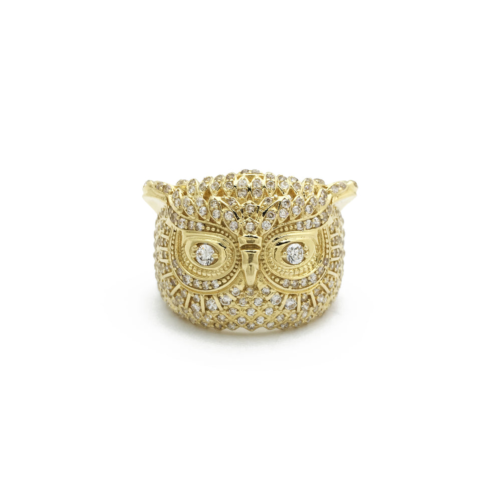 Icy Owl Ring (14K) front - Popular Jewelry - New York